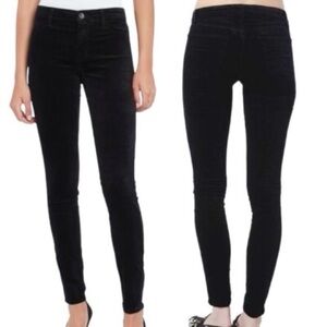 J Brand Size 26 Black Velvet Mid Rise Super Skinny Jeans